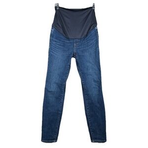 J Crew Jeans Womens 4 26" Maternity Blue Skinny Dark‎ Casual Whiskering Fading